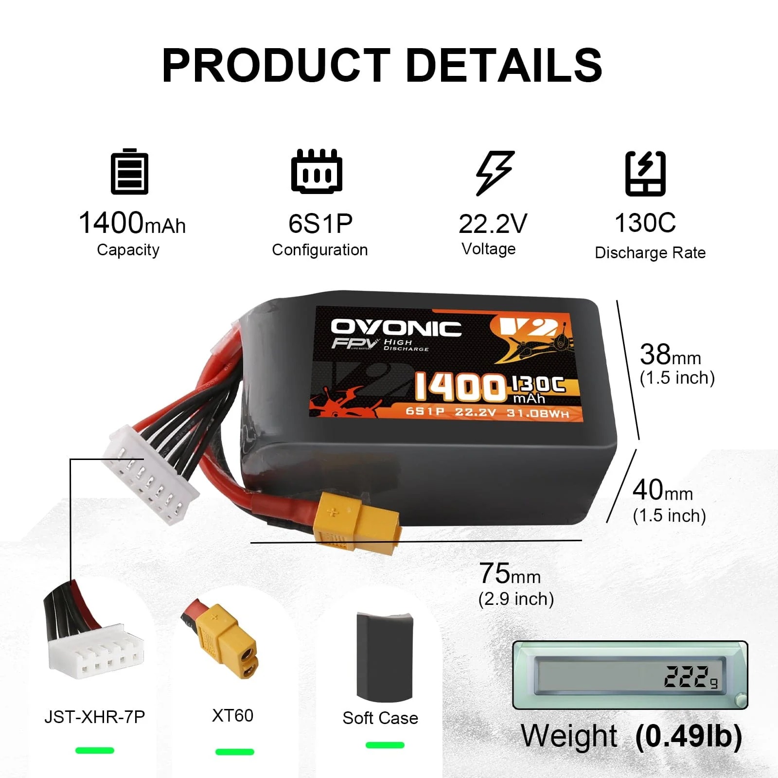 Drone Battery Bag - Ovonic 6S 1400mAh 130C LiPo バッテリー