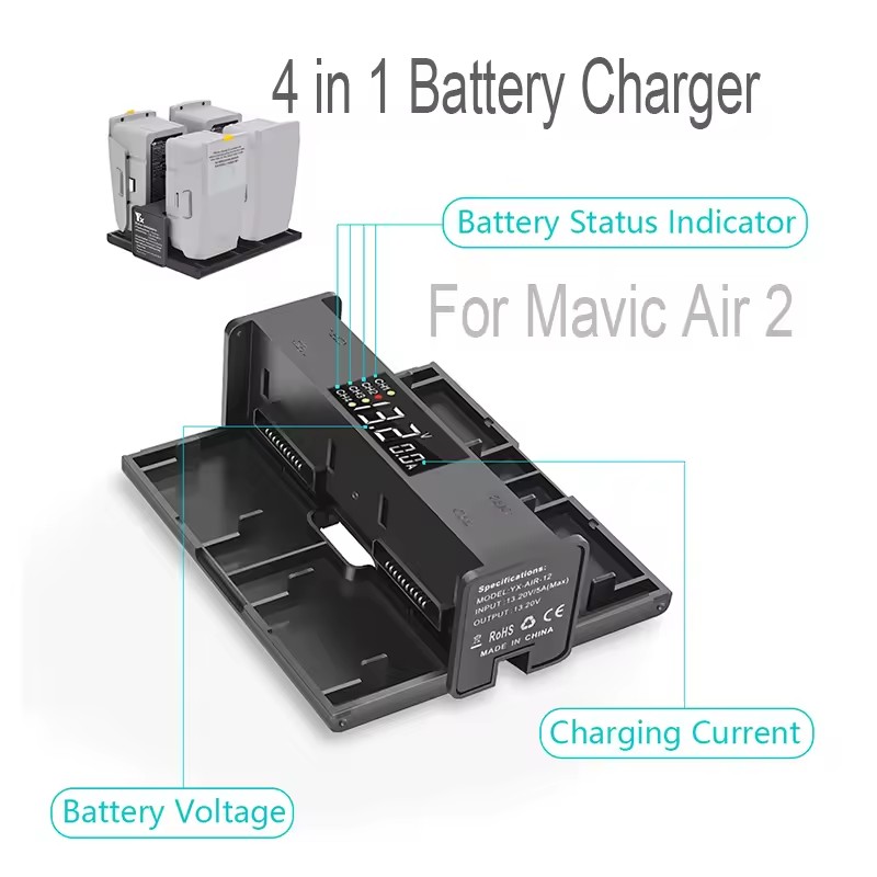 Drone Battery Smart - 4 in 1 ポータブル折りたたみ充電ハブ Mavic Air