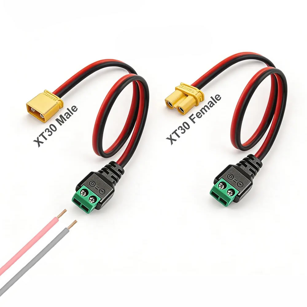 XT30オス・メスコネクタプラグを無はんだ2ピンネジ端子アダ - Drone Battery Connector のレビューと価格